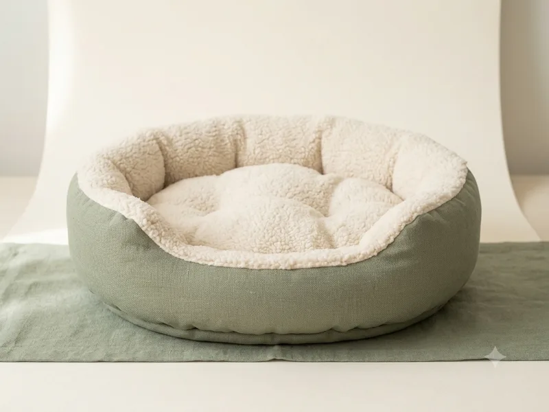 Cama redonda con borde acolchado