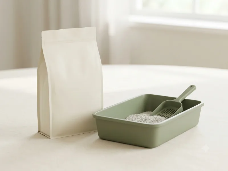Bolsa de piedras sanitarias junto a una bandeja